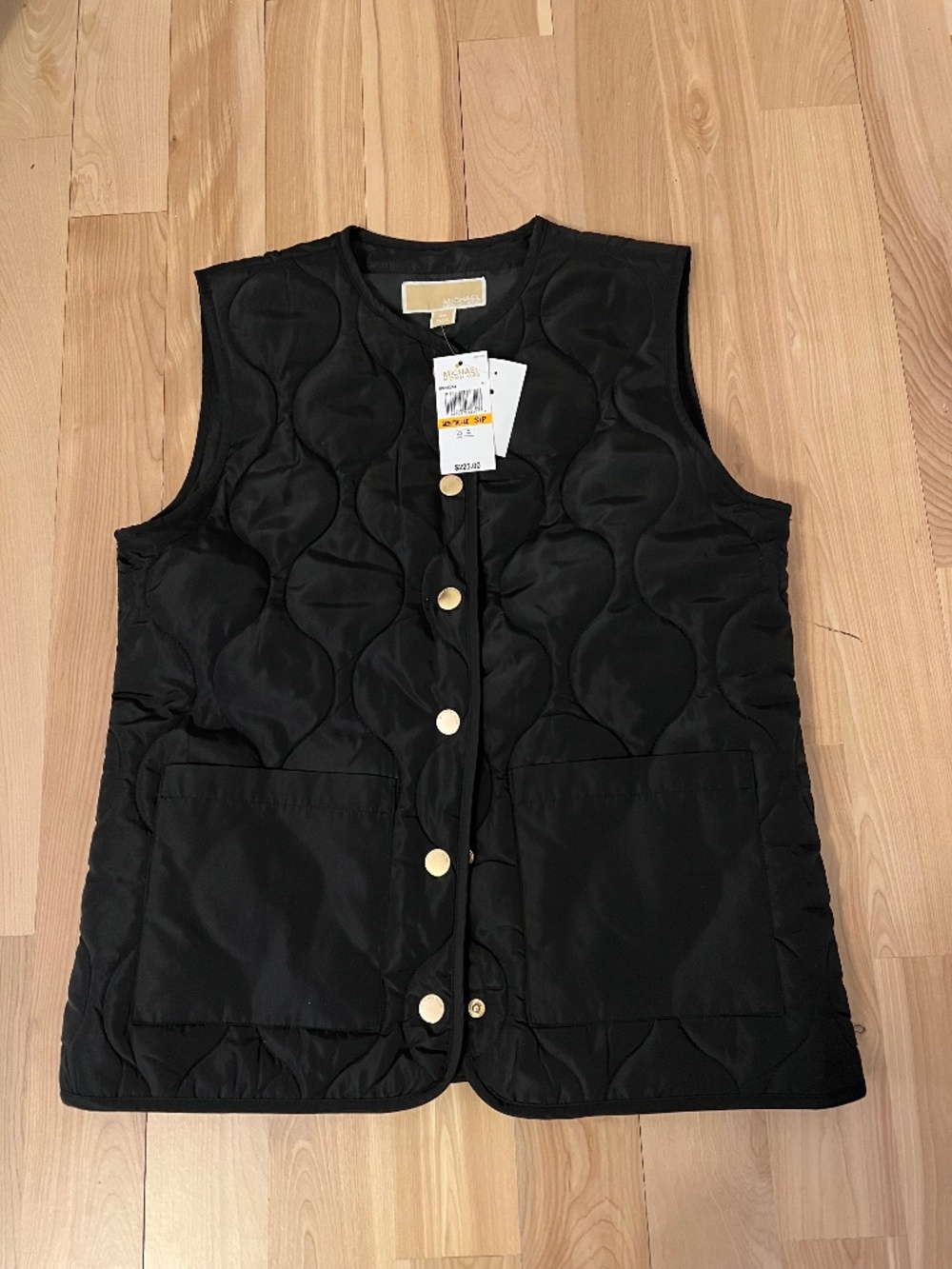 Michael Kors Black Quilted Button-Front Vest